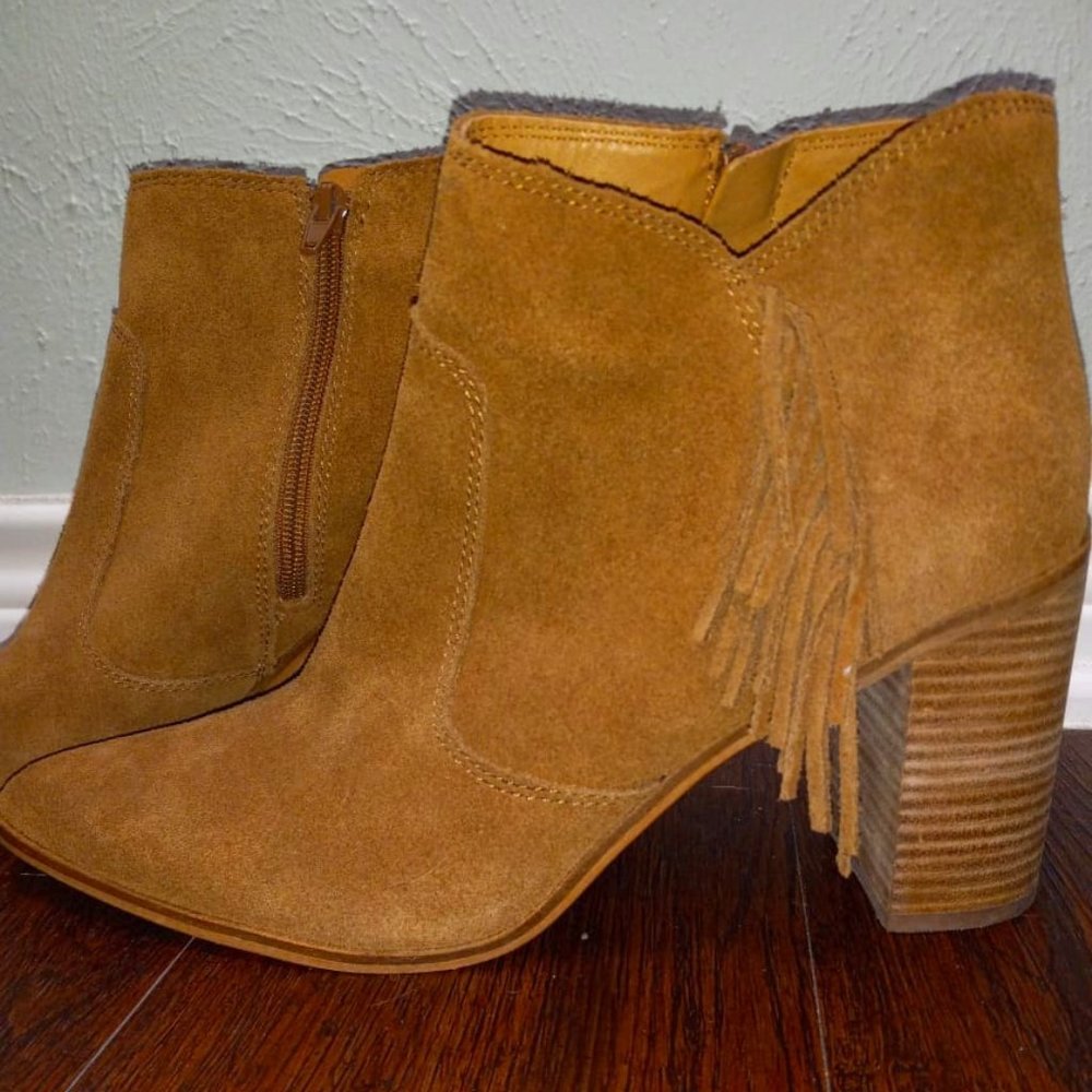 Lucky Brand Mercerr Fringe Western Ankle Boots